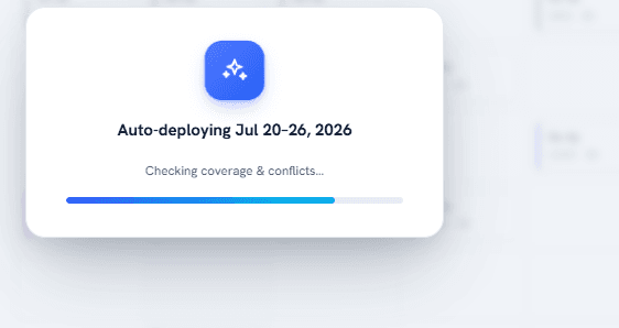 EasyOps automatically generating a schedule after checking coverage and conflicts.